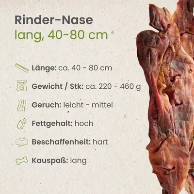 Kauartikel.com Rinder-Nase, lang 40-80cm Kauartikel.com Rinder-Nase, lang 40-80cm
