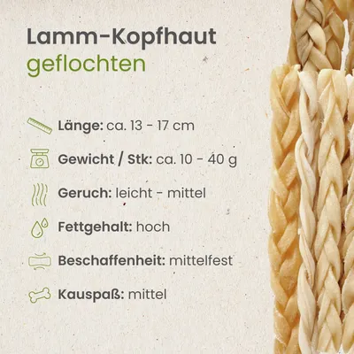 Kauartikel.com Lamm-Kopfhaut, geflochten