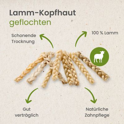 Kauartikel.com Lamm-Kopfhaut, geflochten