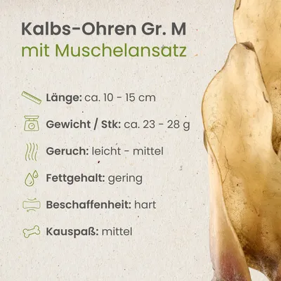 Kauartikel.com Kalbs-Ohren Gr. M mit Muschelansatz