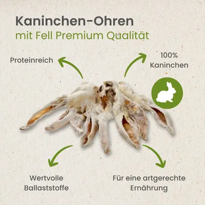 Kauartikel.com Kaninchen-Ohren mit Fell Premium Qualität