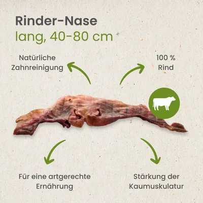 Kauartikel.com Rinder-Nase, lang 40-80cm Kauartikel.com Rinder-Nase, lang 40-80cm