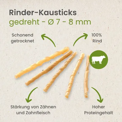 Kauartikel.com Rinder-Kausticks, gedreht - Ø 7 - 8 mm