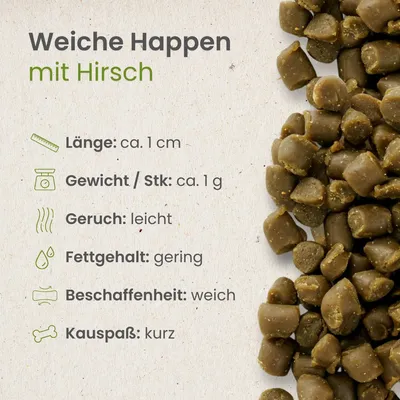 Kauartikel.com Weiche Happen mit Hirsch