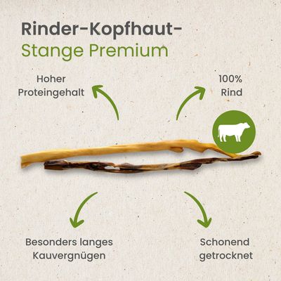 Kauartikel.com Rinder-Kopfhaut-Stange Premium Qualität