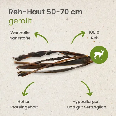 Kauartikel.com Reh-Haut 50-70cm, gerollt