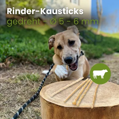 Kauartikel.com Rinder-Kausticks, gedreht - Ø 5 - 6 mm