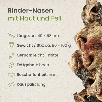 Kauartikel.com Rinder-Nasen mit Haut und Fell