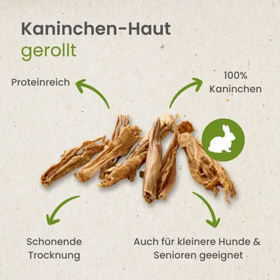 Kauartikel.com Kaninchen-Haut, gerollt
