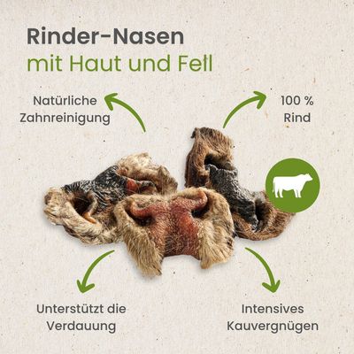 Kauartikel.com Rinder-Nasen mit Haut und Fell
