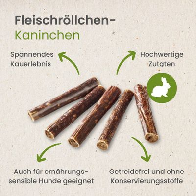 Kauartikel.com Fleischröllchen-Kaninchen