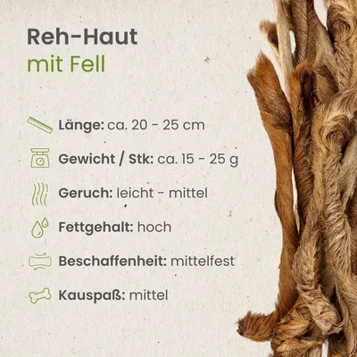 Kauartikel.com Reh-Haut, mit Fell