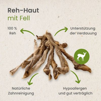 Kauartikel.com Reh-Haut, mit Fell