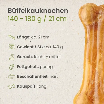 Kauartikel.com Büffelknochen, 140-180g / 21cm