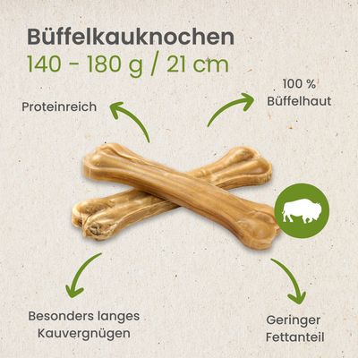 Kauartikel.com Büffelknochen, 140-180g / 21cm
