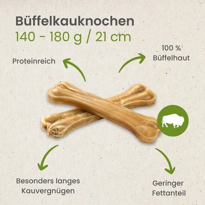 Kauartikel.com Büffelknochen, 140-180g / 21cm