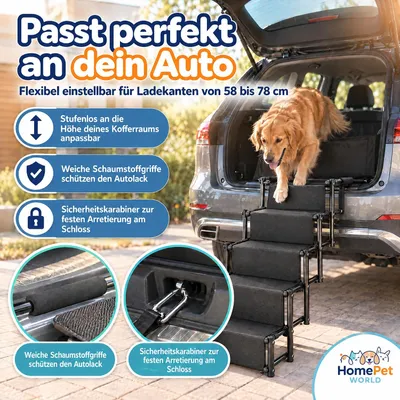HomePetWorld Hundetreppe Auto, klappbare Einstiegshilfe, 4 Stufen Schwarz HomePetWorld Hundetreppe Auto, klappbare Einstiegshilfe, 4 Stufen Schwarz