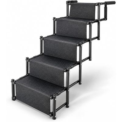 HomePetWorld Hundetreppe Auto, klappbare Einstiegshilfe, 5 Stufen Schwarz