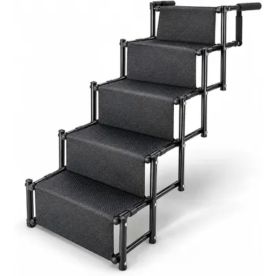 HomePetWorld Hundetreppe Auto, klappbare Einstiegshilfe, 5 Stufen Schwarz