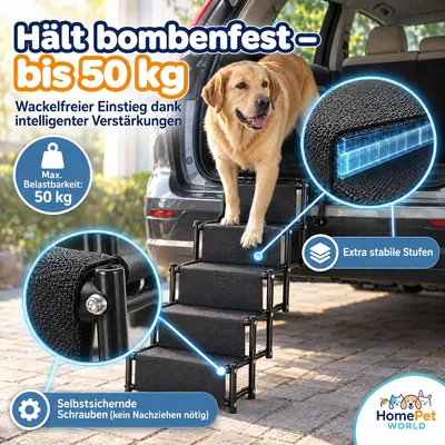HomePetWorld Hundetreppe Auto, klappbare Einstiegshilfe, 5 Stufen Schwarz HomePetWorld Hundetreppe Auto, klappbare Einstiegshilfe, 5 Stufen Schwarz