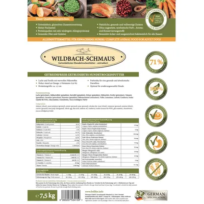 Bellfor Wildbach-Schmaus - Trockenfutter für Hunde mit Wildlachs Bellfor Wildbach-Schmaus - Trockenfutter für Hunde mit Wildlachs
