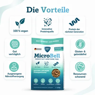 Marsavet Trockenfutter mit mikrobiellem Protein - MicroBell kalt gepresst Marsavet Trockenfutter mit mikrobiellem Protein - MicroBell kalt gepresst