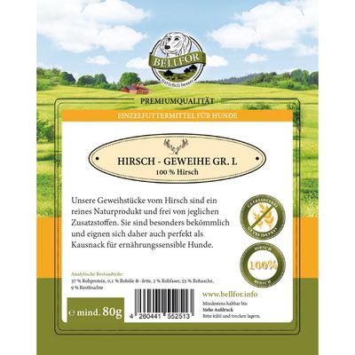 Bellfor Hundesnack - Hirsch-Geweihe L
