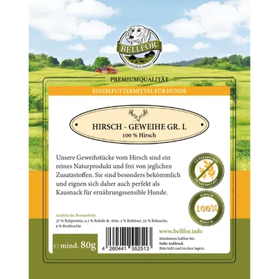 Bellfor Hundesnack - Hirsch-Geweihe L