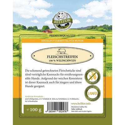 Bellfor Hundesnack - Fleischstreifen Wildschwein