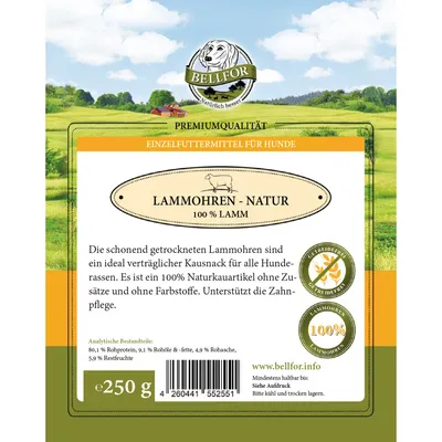 Bellfor Hudnesnack - Lamm-Ohren ohne Fell