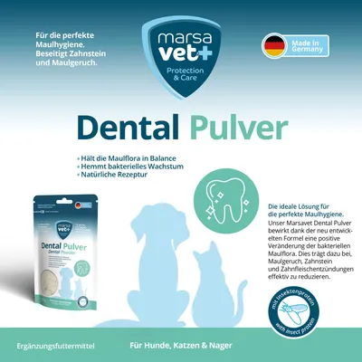 Marsavet Dental Zahnpulver für Hunde, Katzen und Nagetiere Marsavet Dental Zahnpulver für Hunde, Katzen und Nagetiere