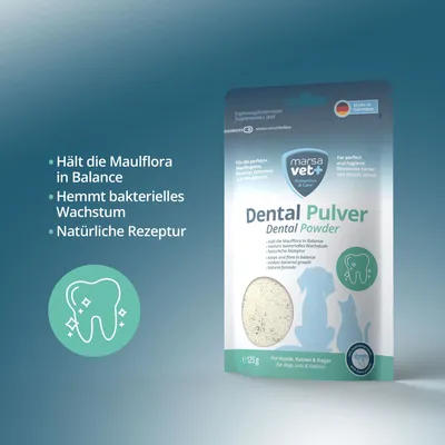 Marsavet Dental Zahnpulver für Hunde, Katzen und Nagetiere Marsavet Dental Zahnpulver für Hunde, Katzen und Nagetiere