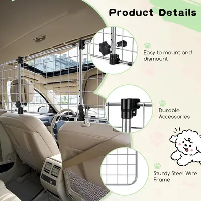 Nobleza Perro Barrera para coche Barrera Protectora de Coche para Perros
