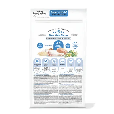 Dibaq Natural Moments 5 Star Pavo y Pollo Cachorro razas medianas