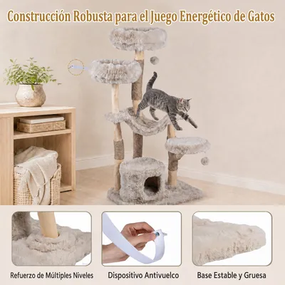 GIANTEX 147 cm Árbol Rascador para Gatos Multinivel