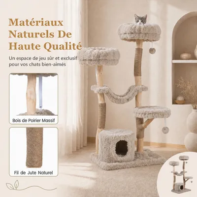 GIANTEX 147 cm Árbol Rascador para Gatos Multinivel