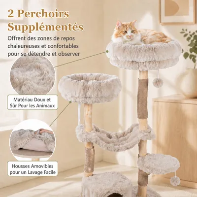 GIANTEX 147 cm Árbol Rascador para Gatos Multinivel
