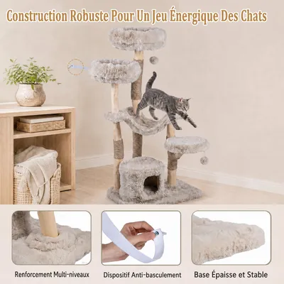 GIANTEX 147 cm Árbol Rascador para Gatos Multinivel