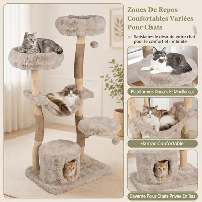 GIANTEX 147 cm Árbol Rascador para Gatos Multinivel