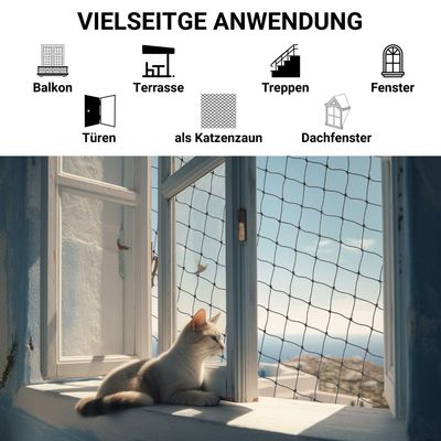 FinoPet Katzennetz Drahtverstärkt für Balkon