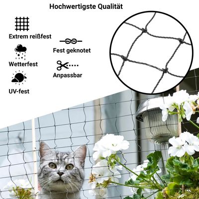 FinoPet Katzennetz Drahtverstärkt für Balkon