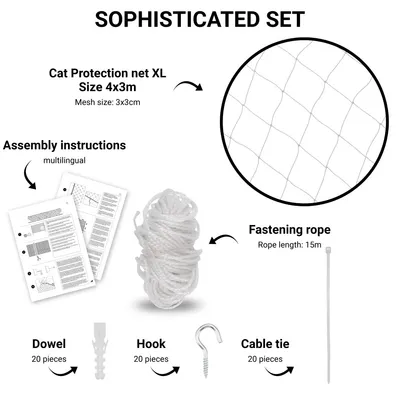 FinoPet Katzennetz transparent für Balkon FinoPet Katzennetz transparent für Balkon