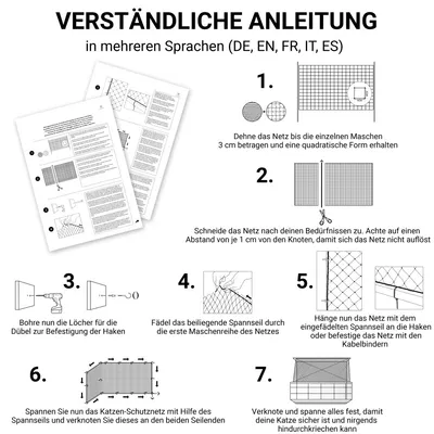 FinoPet Katzennetz Drahtverstärkt für Balkon FinoPet Katzennetz Drahtverstärkt für Balkon