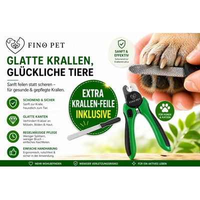 FinoPet Krallenschere für Hunde & Katzen - Mit Schutz & Abstandhalter