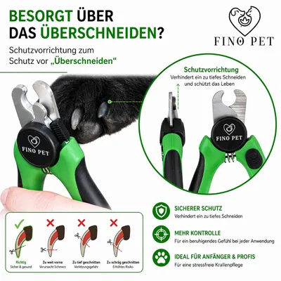 FinoPet Krallenschere für Hunde & Katzen - Mit Schutz & Abstandhalter