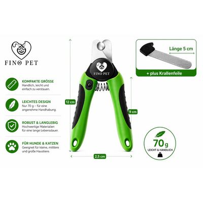 FinoPet Krallenschere für Hunde & Katzen - Mit Schutz & Abstandhalter