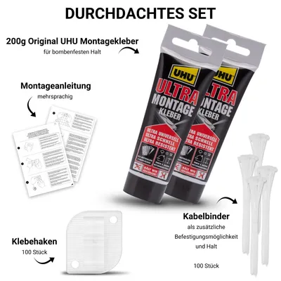 FinoPet Katzennetz Befestigungsset Klebehaken mit UHU Ultra Montagekleber FinoPet Katzennetz Befestigungsset Klebehaken mit UHU Ultra Montagekleber