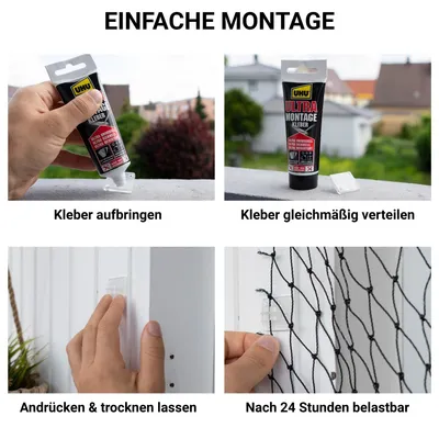 FinoPet Katzennetz Befestigungsset Klebehaken mit UHU Ultra Montagekleber FinoPet Katzennetz Befestigungsset Klebehaken mit UHU Ultra Montagekleber