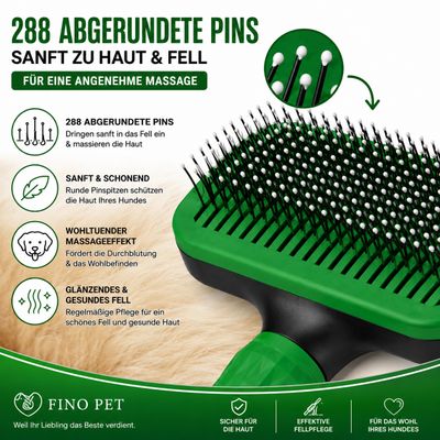 FinoPet Hundebürste Katzenbürste automatischer Selbstreinigungsknopf