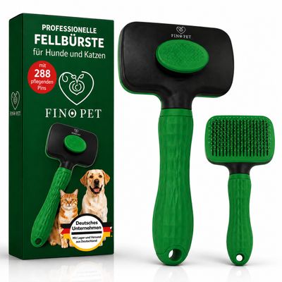 FinoPet Hundebürste Katzenbürste automatischer Selbstreinigungsknopf